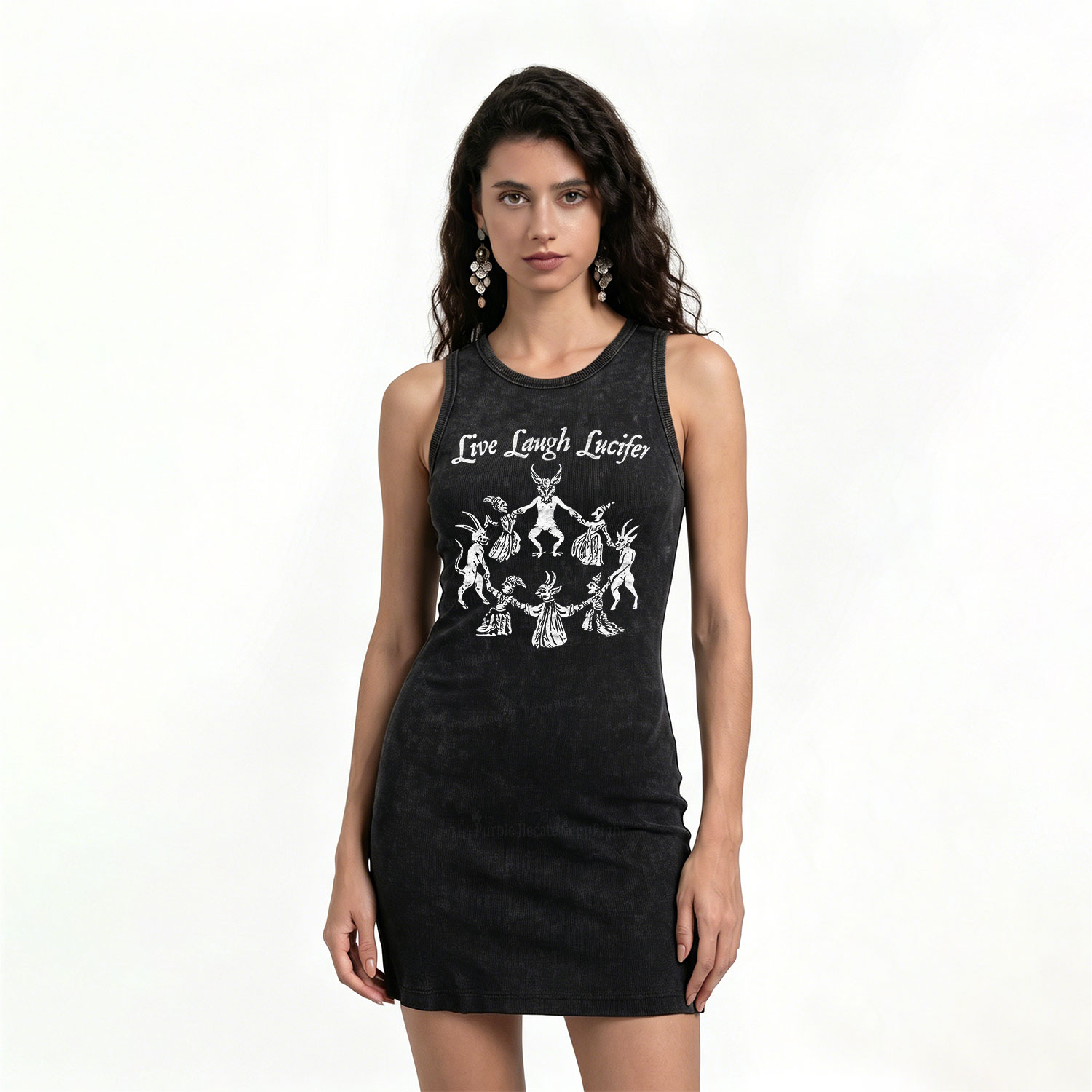 Purplehecate Live Laugh Lucifer Vintage Bodycon Tank Dress
