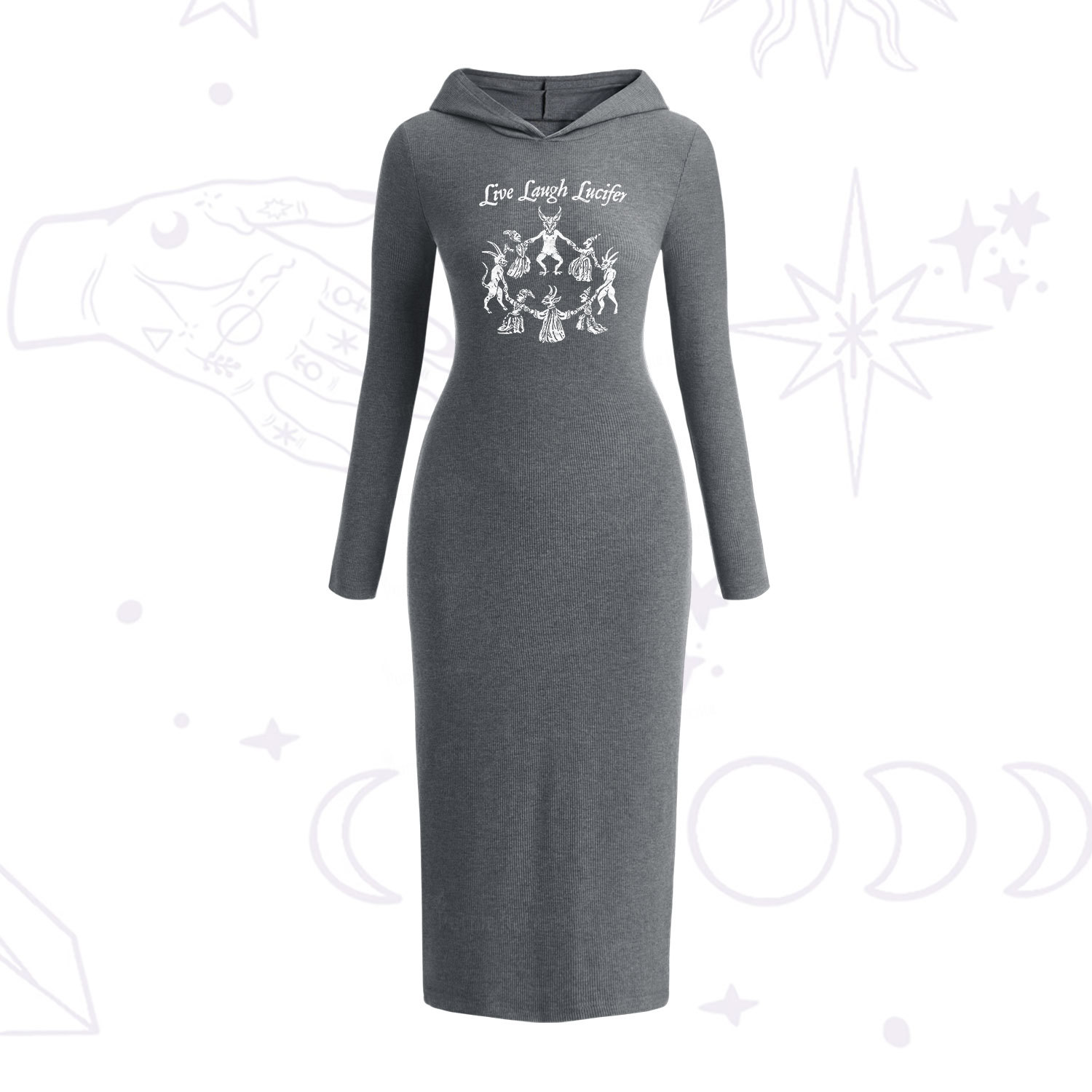 Purplehecate Live Laugh Lucifer Hooded Knit Dress