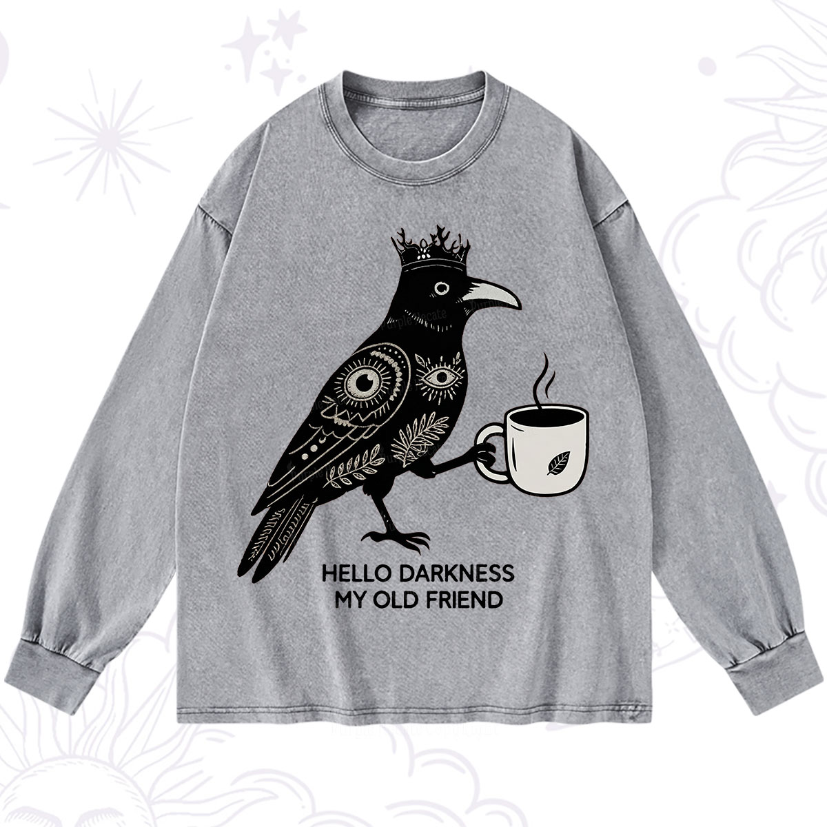 Purplehecate Hello Darkness My Old Friend Washed Long Sleeve Shirt