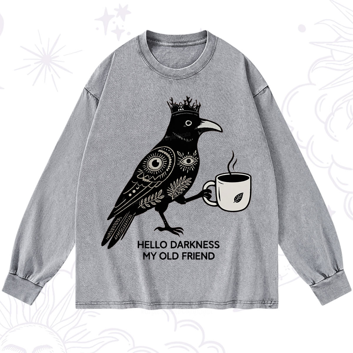 Purplehecate Hello Darkness My Old Friend Washed Long Sleeve Shirt