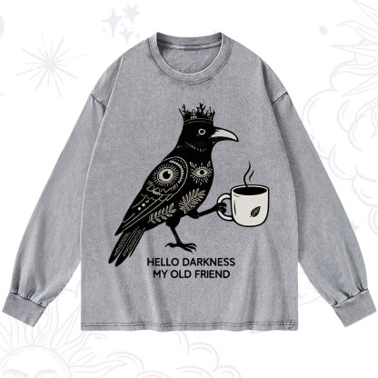 Purplehecate Hello Darkness My Old Friend Washed Long Sleeve Shirt