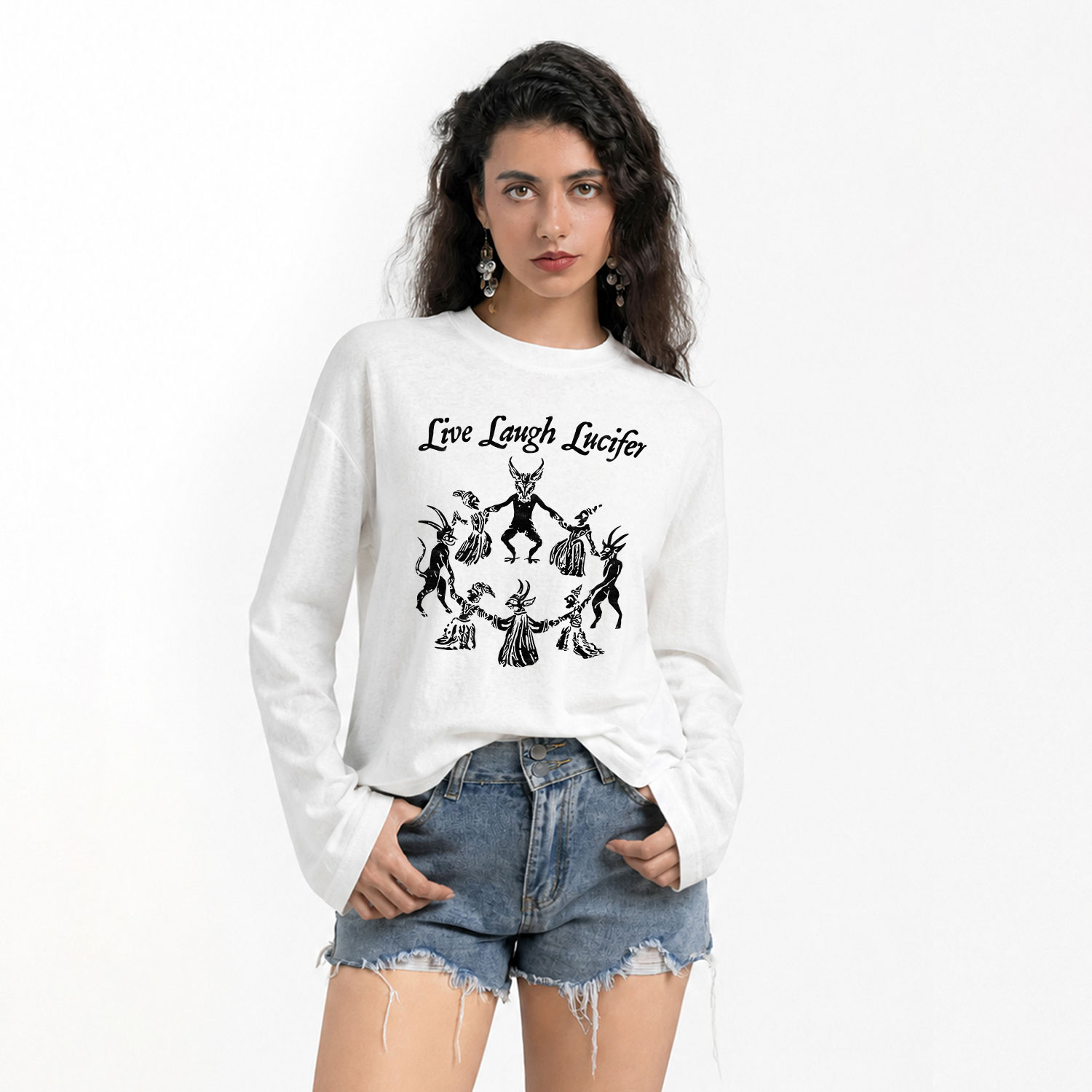 Purplehecate Live Laugh Lucifer Slub Long Sleeve T-Shirt