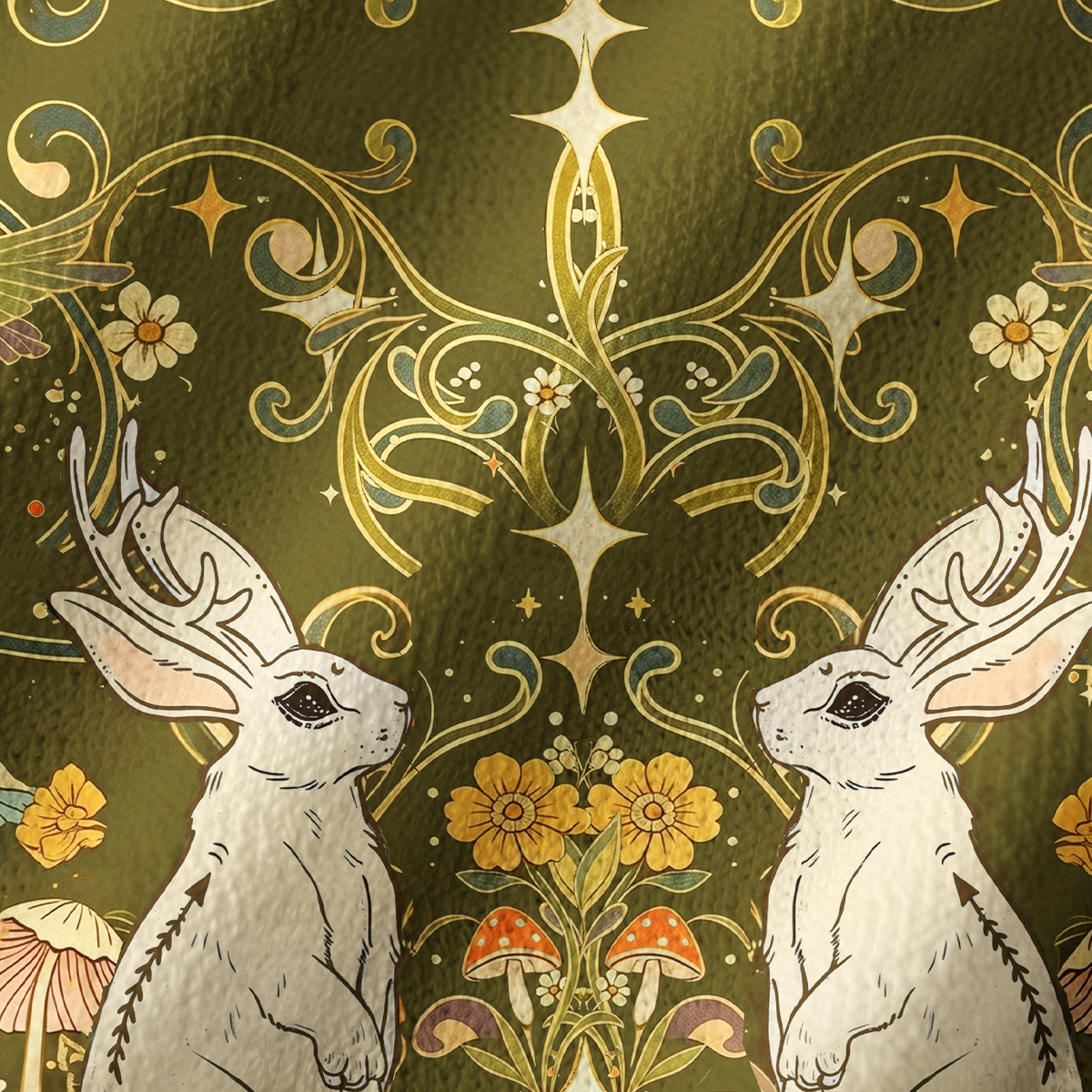 Purplehecate Antlered White Rabbit Secret Forest Off Shoulder Long Sleeve Knit Top