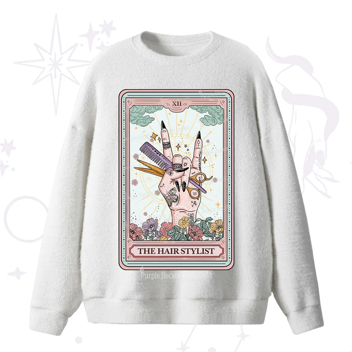 Purplehecate The Hair Stylist Tarot Fuzzy Ugly Sweater