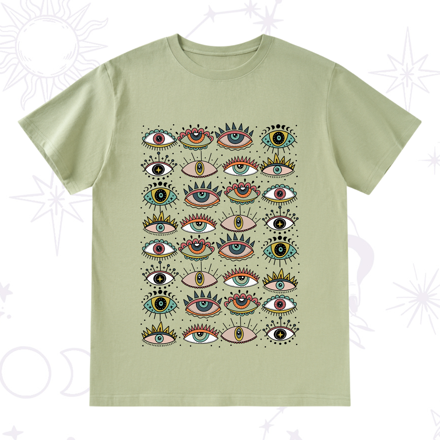 Purplehecate Evil Eye Pattern T-Shirt