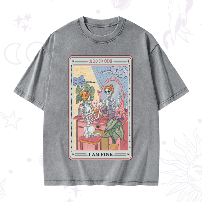 Purplehecate I Am Fine Tarot Card Washed T-Shirt