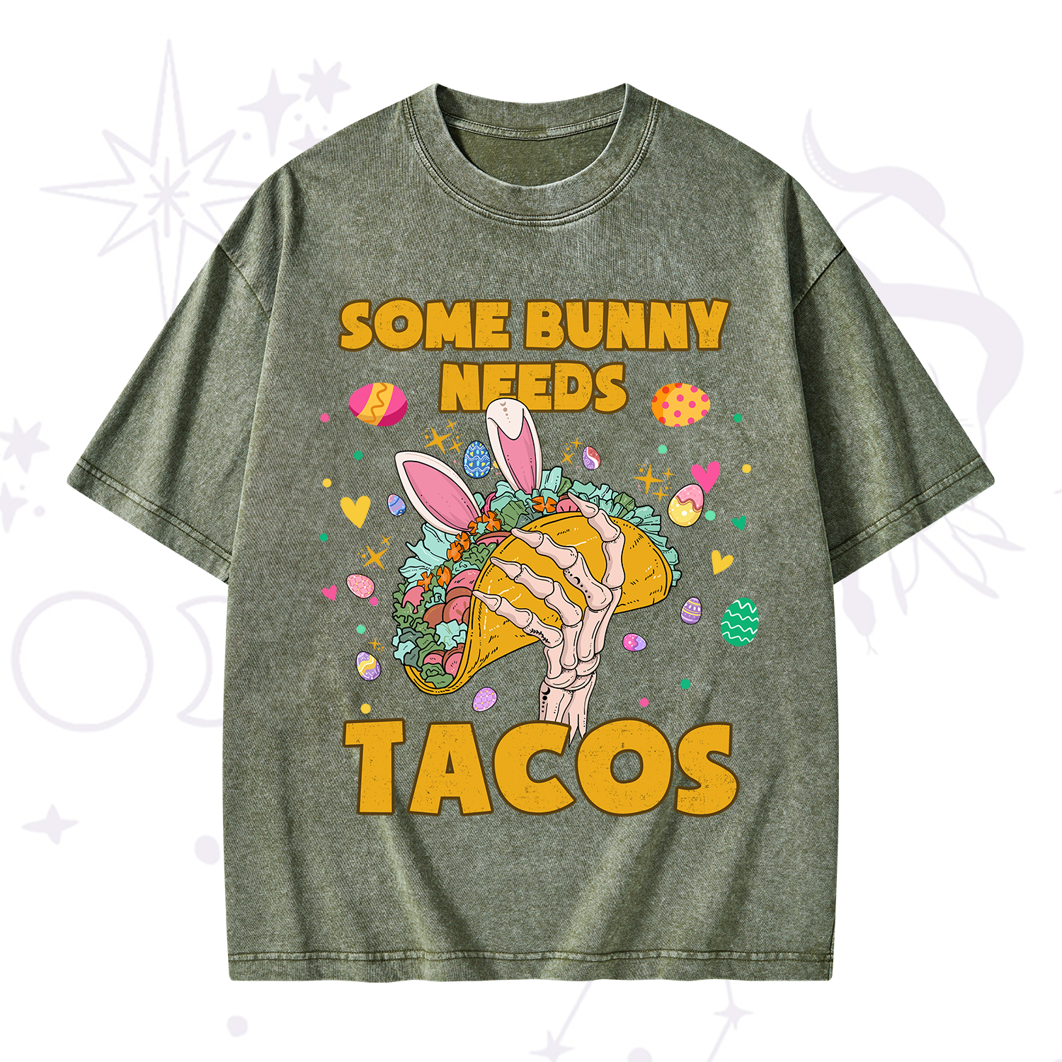 Purplehecate Some Bunny Needs Tacos Easter Washed T-Shirt