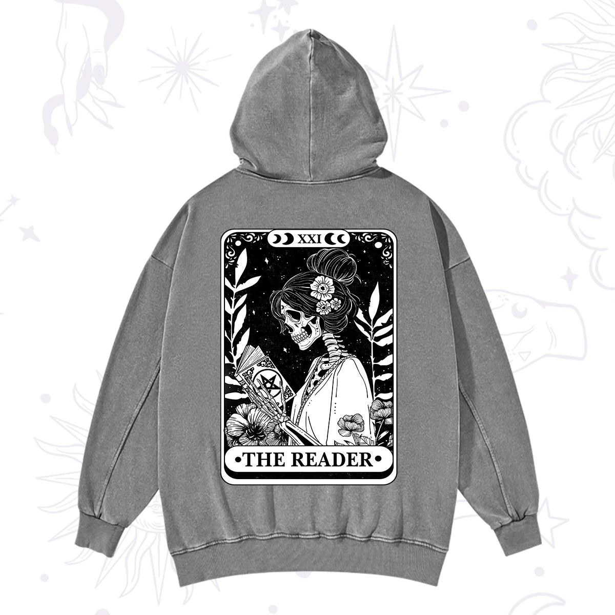 Purplehecate The Reader Skeleton Tarot Washed Hoodie