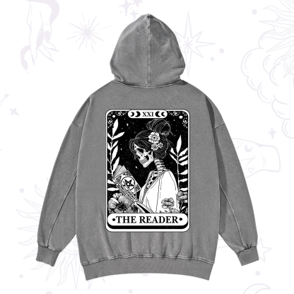 Purplehecate The Reader Skeleton Tarot Washed Hoodie