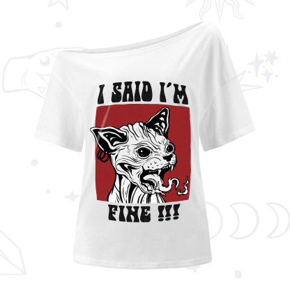 Purplehecate Angry Cat One-Shoulder T-Shirt