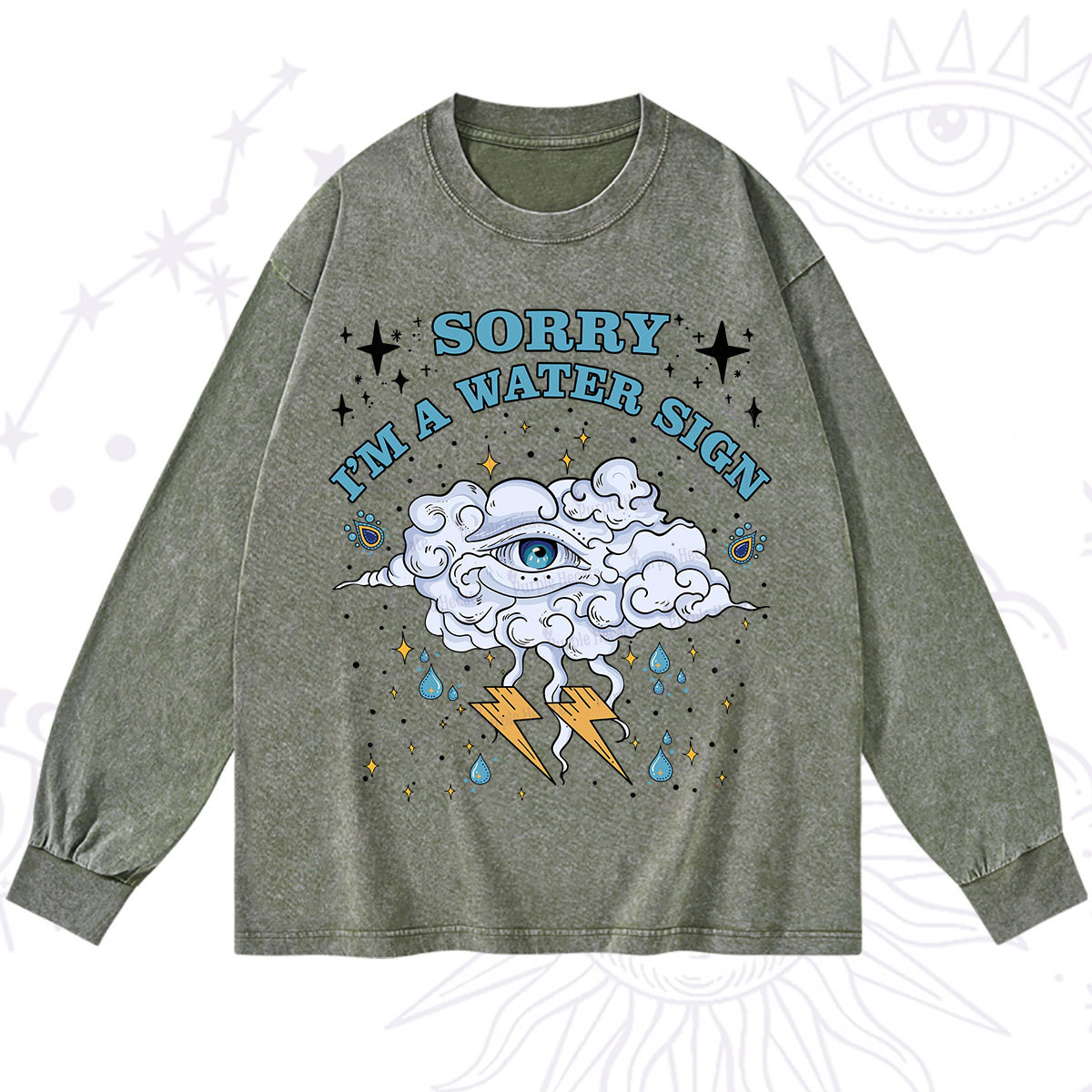 Purplehecate Sorry I'm A Water Sign Washed Long Sleeve Shirt