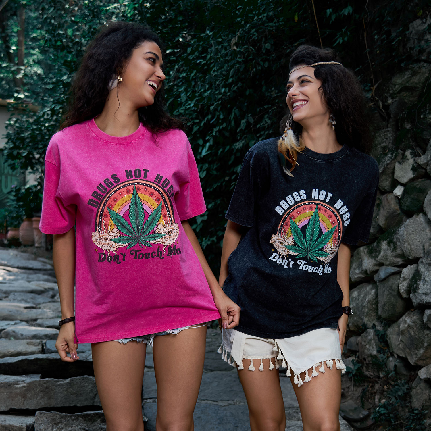 Purplehecate Drugs Not Hugs Washed T-Shirt