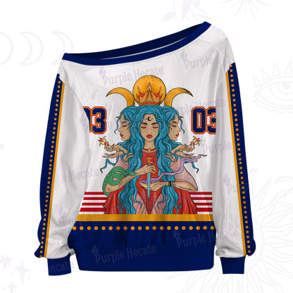 Purplehecate Triple Moon Goddess Hecate Off The Shoulder Graphic Jersey