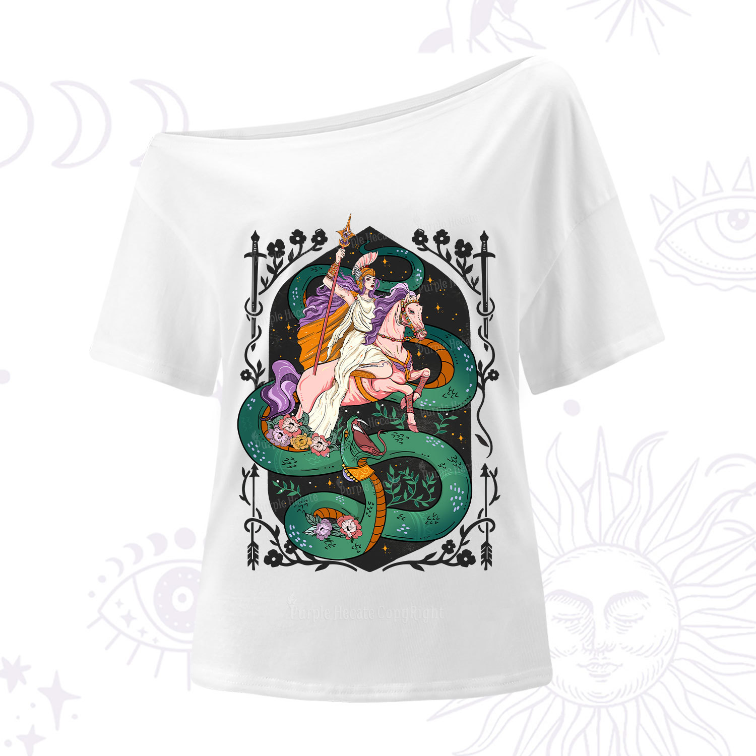 Purplehecate The Lady Knight and the Serpent One Shoulder T-Shirt