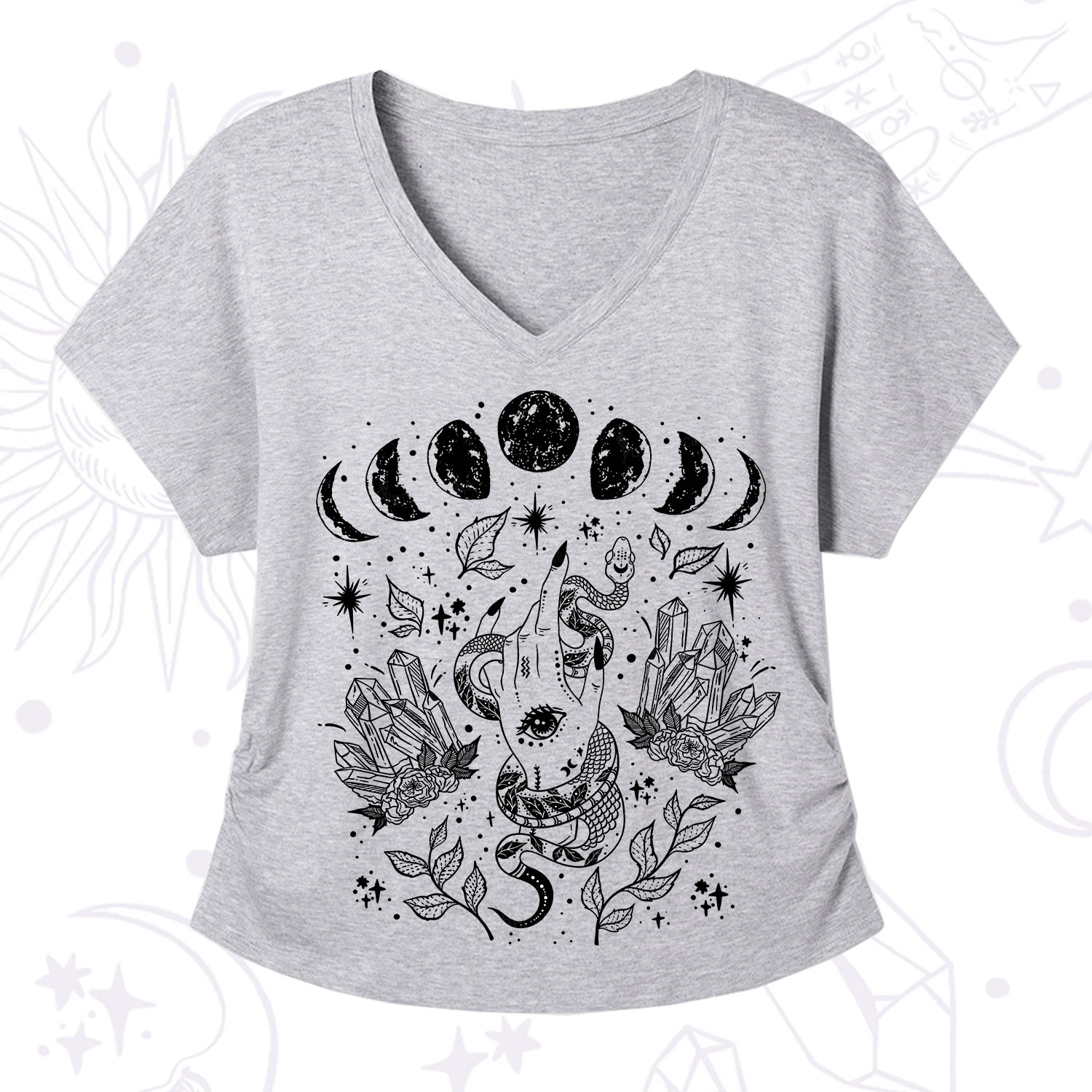 Purplehecate Reach For The Moon V-Neck T-Shirt