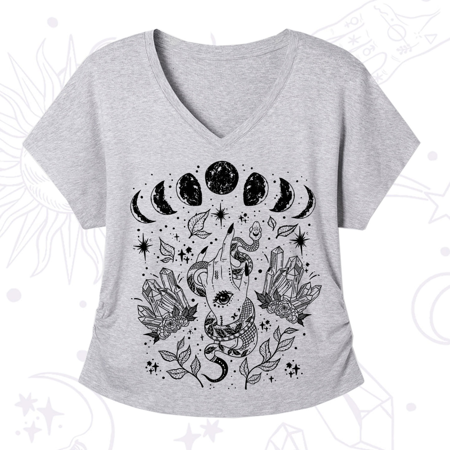 Purplehecate Reach For The Moon V-Neck T-Shirt