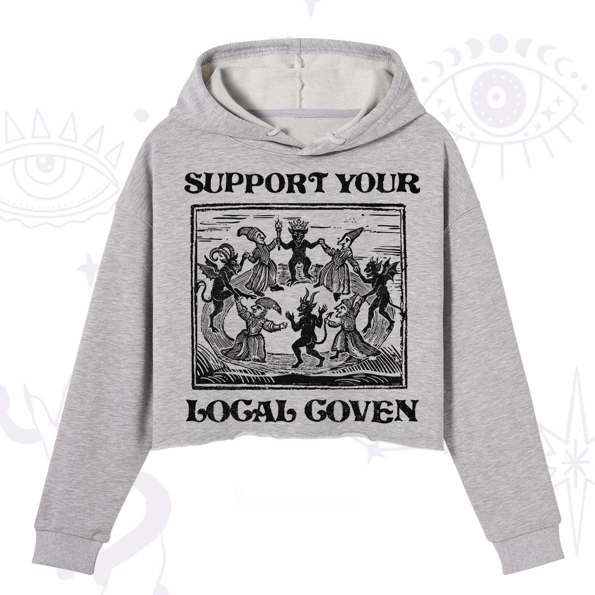 Purplehecate Support Your Local Coven Crop Hoodie