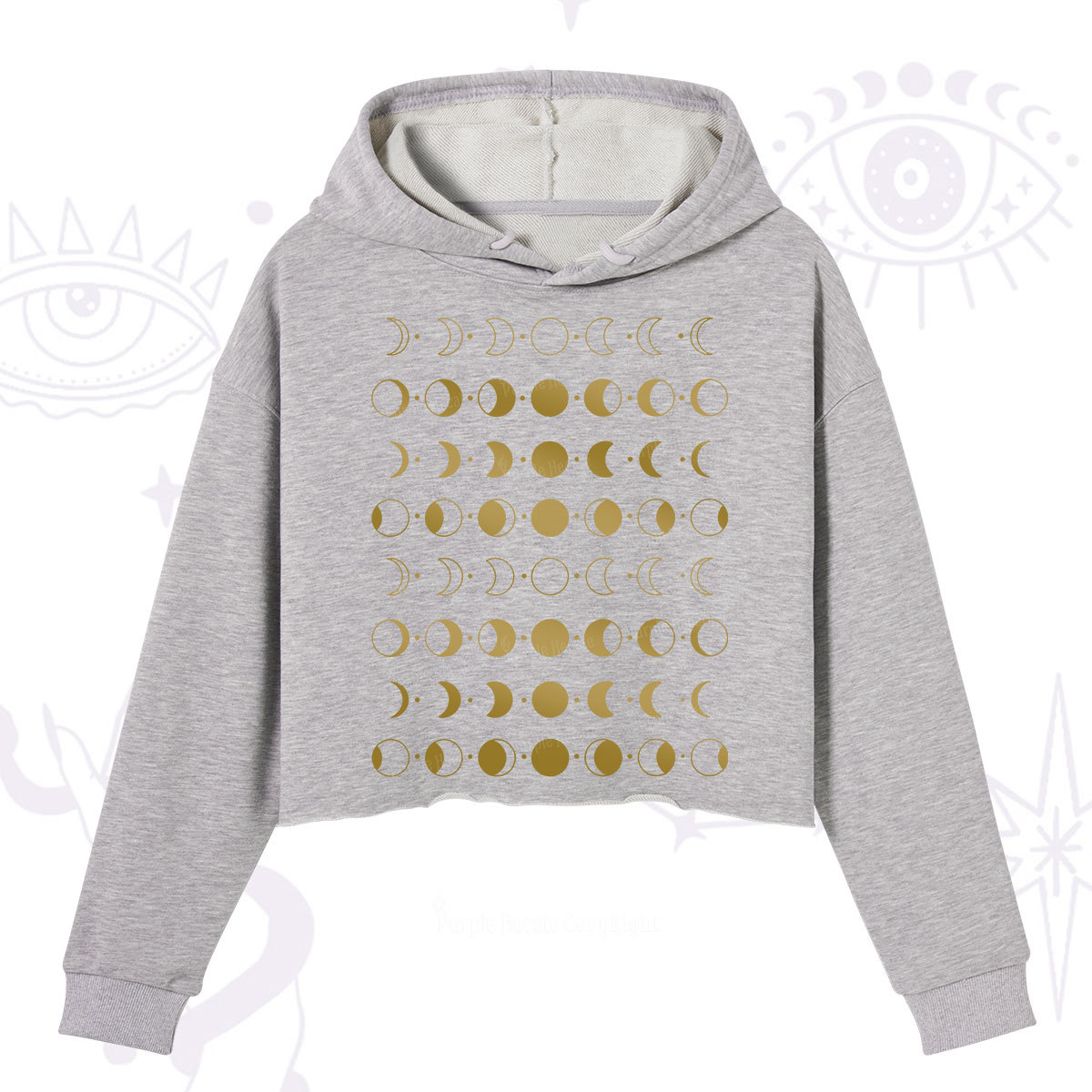 Purplehecate Phases Of Moon Crop Hoodie