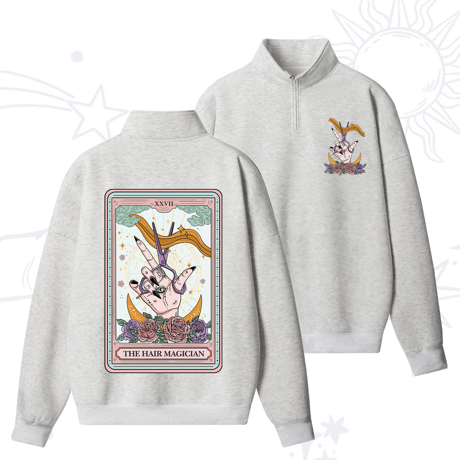 Purplehecate The Hair Magician Tarot Zip Fleece Sweatshirt