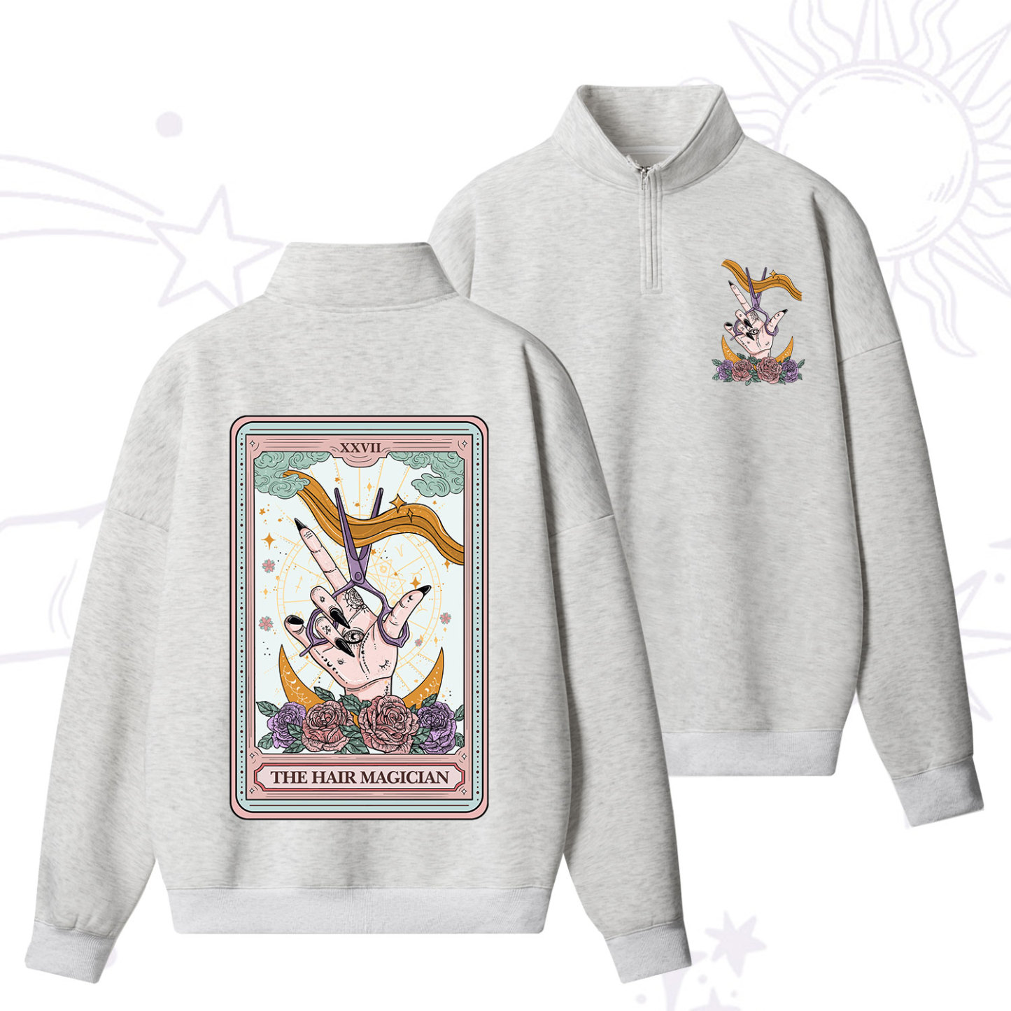 Purplehecate The Hair Magician Tarot Zip Fleece Sweatshirt