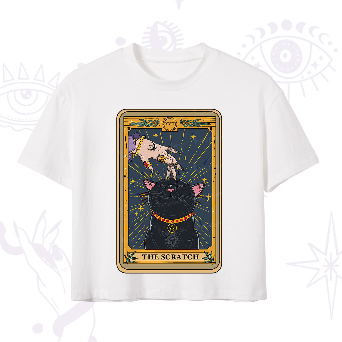 Purplehecate The Scratch Cat Tarot Crop T-Shirt