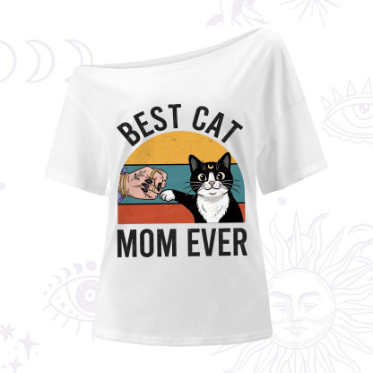Purplehecate Best Cat Mom Ever One Shoulder T-Shirt