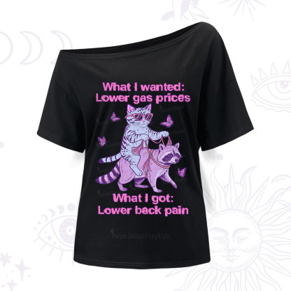 Purplehecate Lower Gas Prices Lower Back Pain Cat One Shoulder T-Shirt