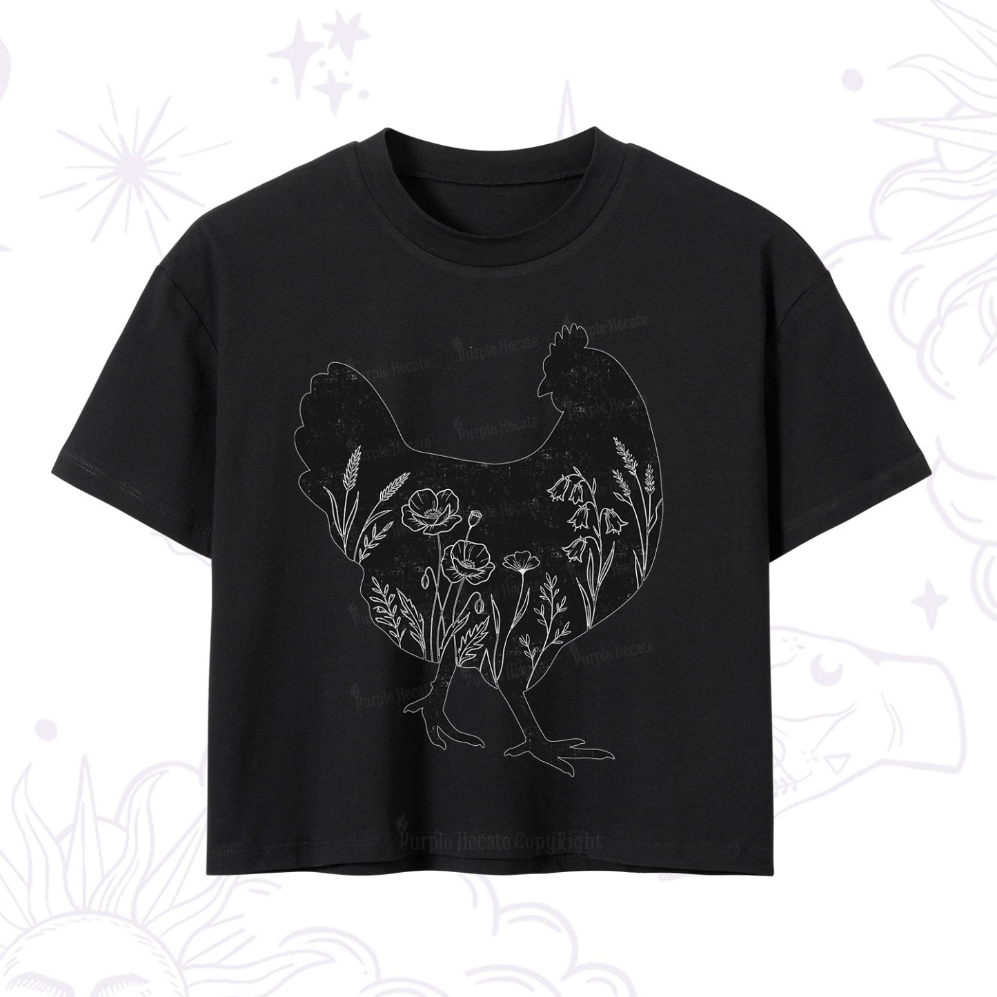 Purplehecate Floral Chicken Crop T-Shirt