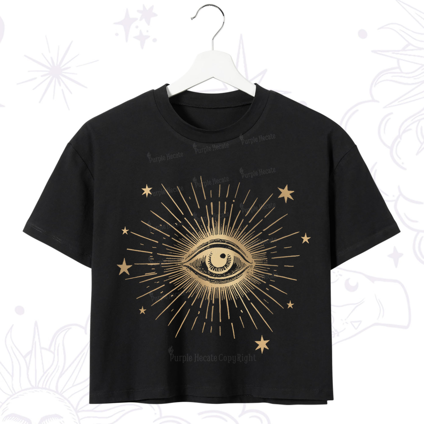 Purplehecate Celestial Eye with Stars Crop T-Shirt