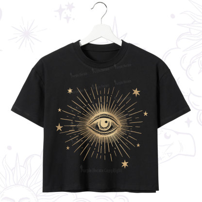 Purplehecate Celestial Eye with Stars Crop T-Shirt