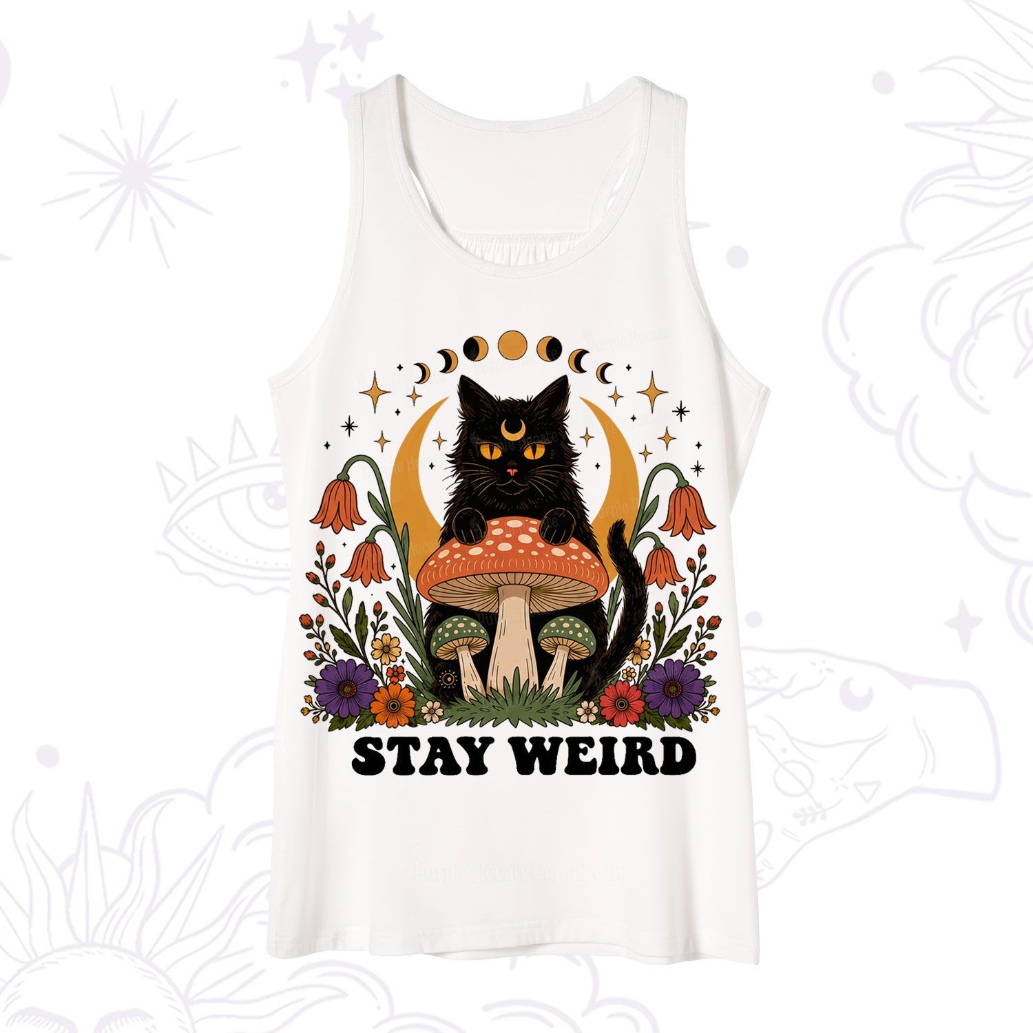 Purplehecate Stay Weird Black Cat Tank