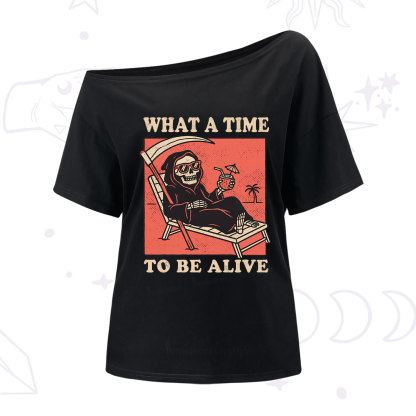 Purplehecate What A Time To Be Alive One Shoulder T-Shirt