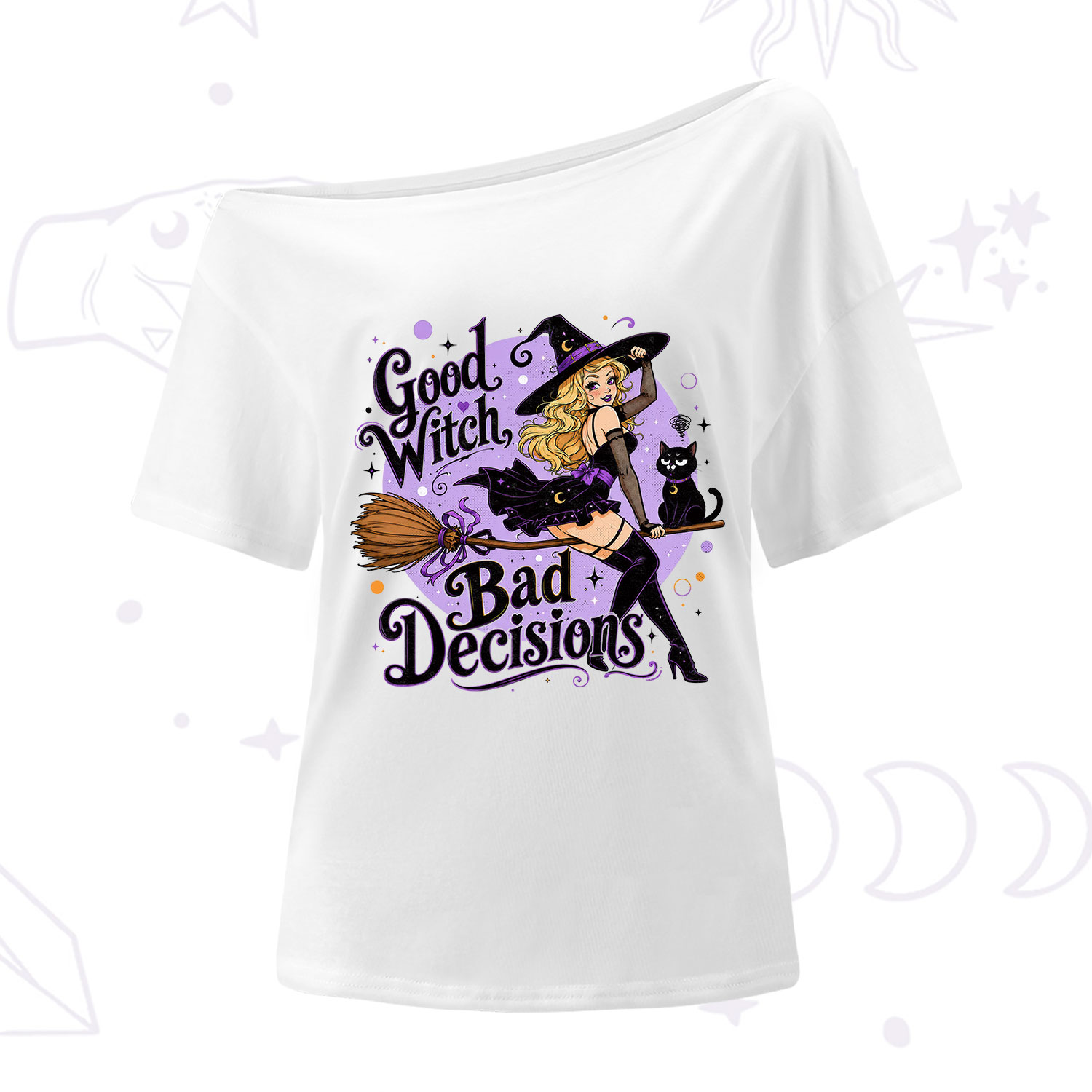 Purplehecate Good Witch Bad Decisions One Shoulder T-Shirt