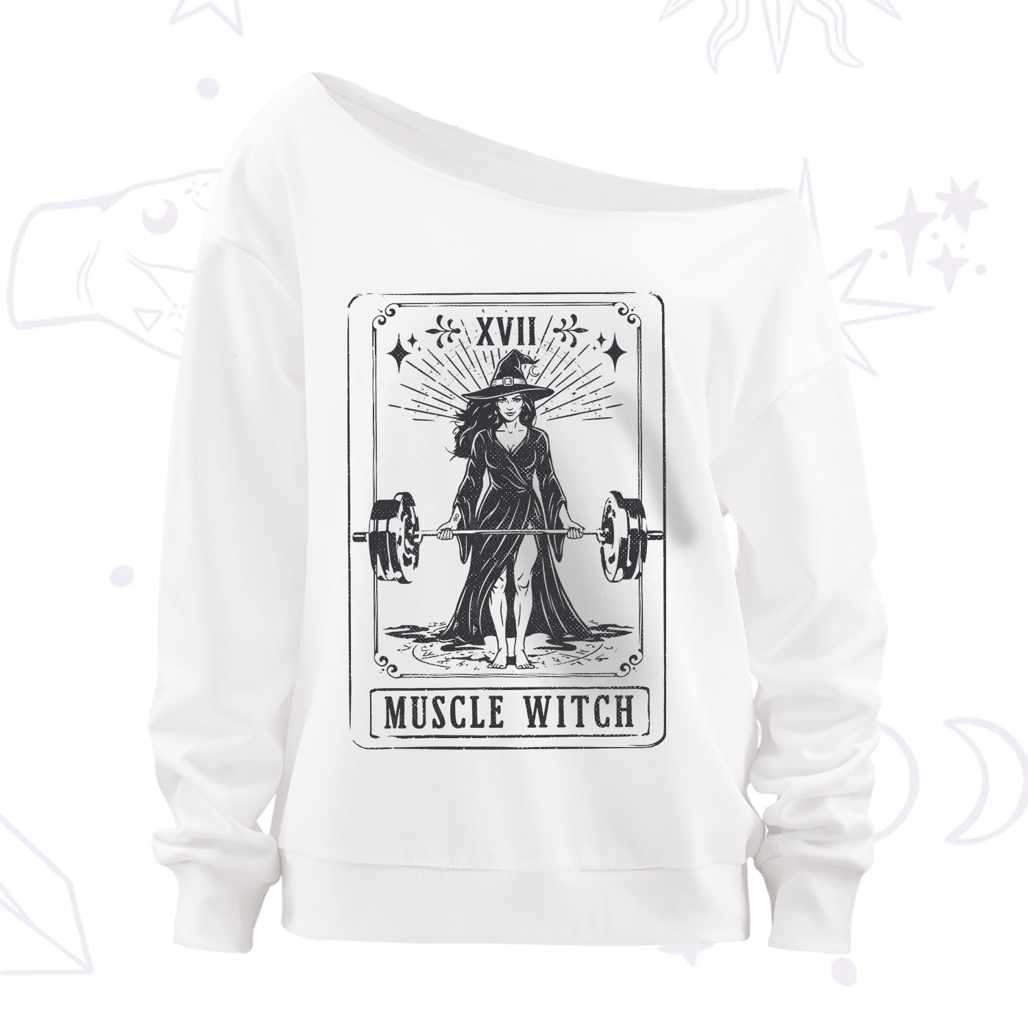 Purplehecate The Muscle With Tarot Off The Shoulder Sweatshirt