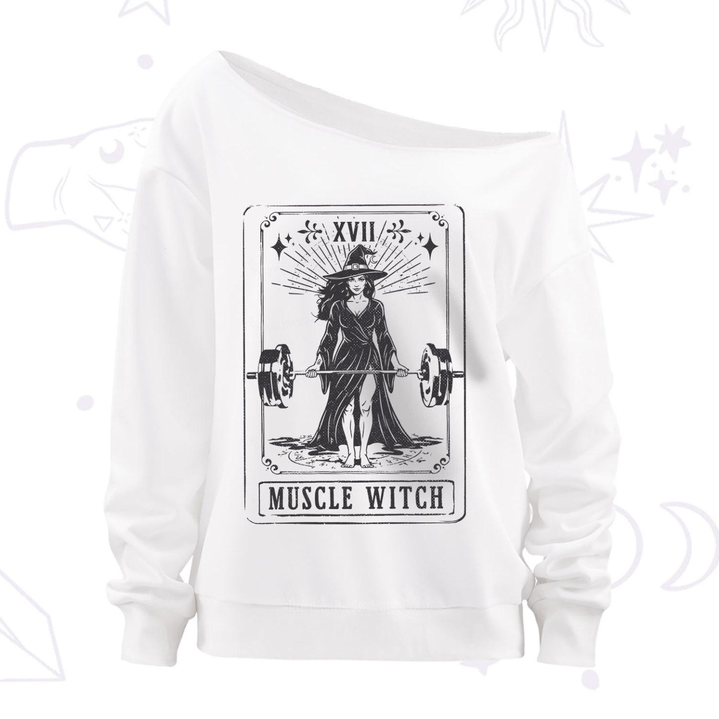 Purplehecate The Muscle With Tarot Off The Shoulder Sweatshirt