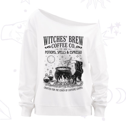 Purplehecate Witches' Brew Coffee Club Off The Shoulder Sweatshirt