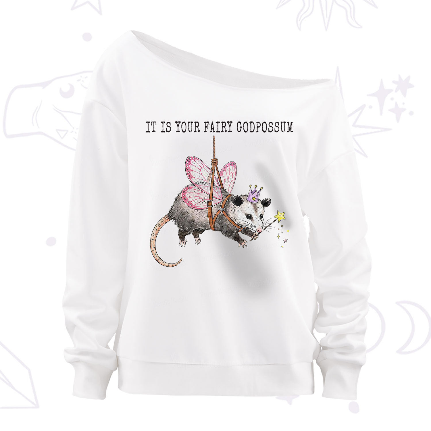 Purplehecate It Is Your Fairy Godpossum Off The Shoulder Sweatshirt