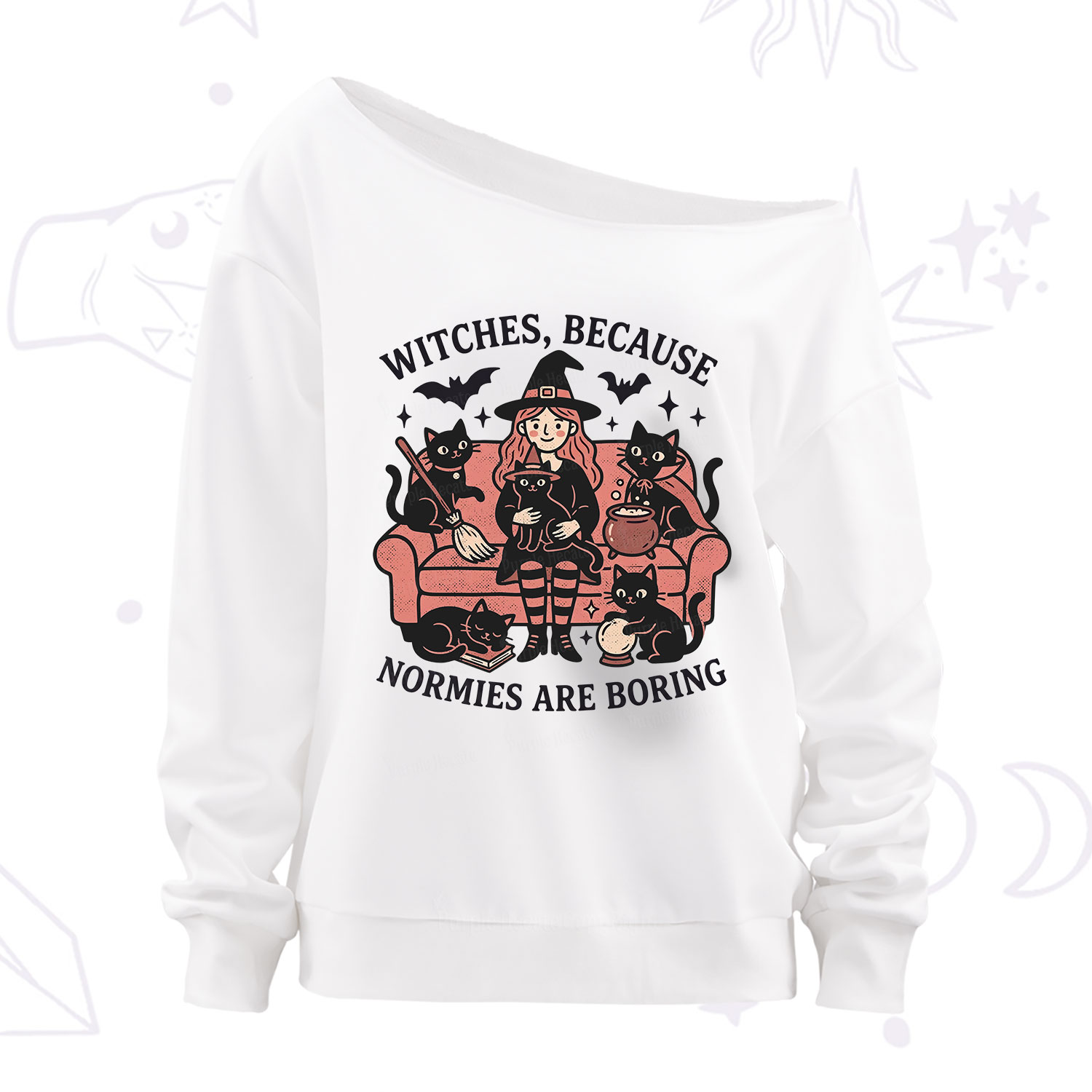 Purplehecate Witches Because Normies Are Boring Off The Shoulder Sweatshirt