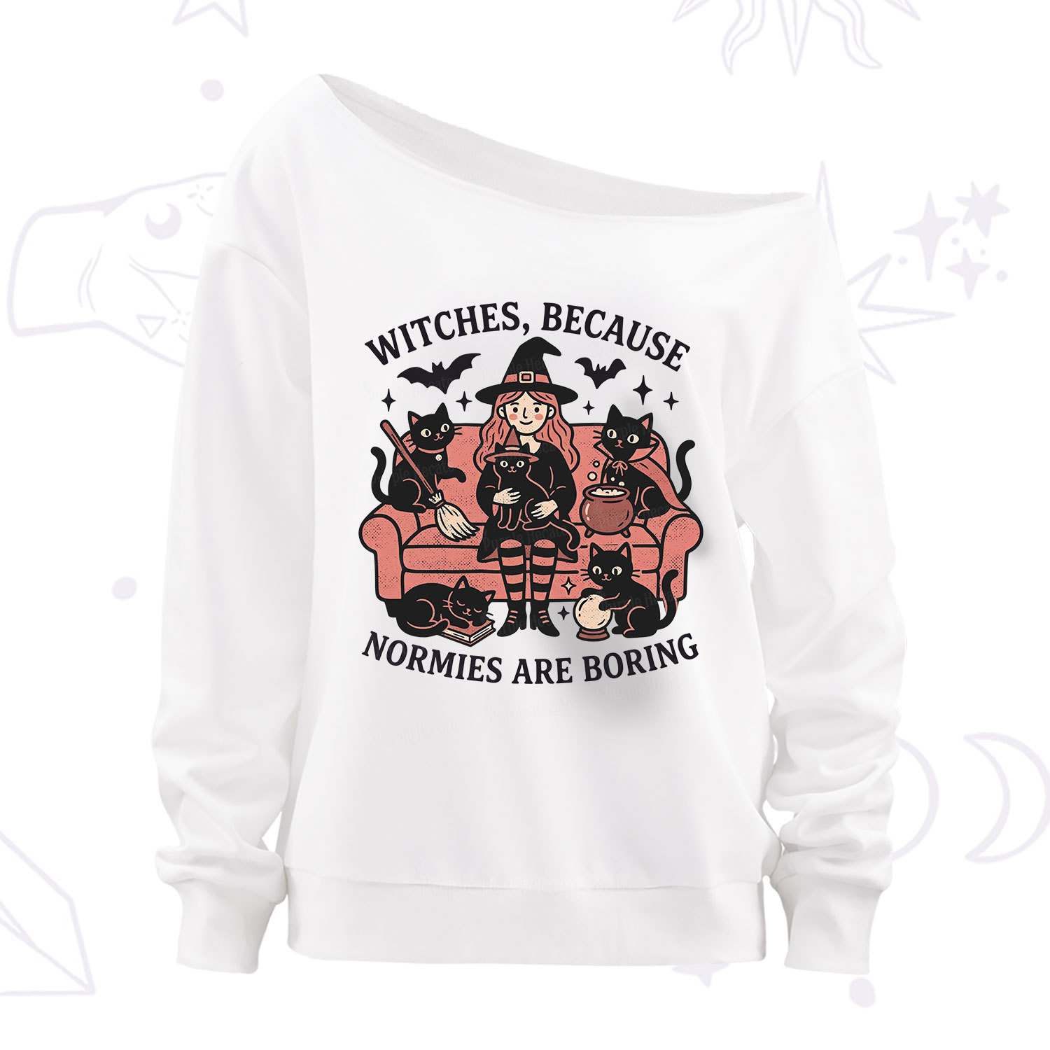 Purplehecate Witches Because Normies Are Boring Off The Shoulder Sweatshirt