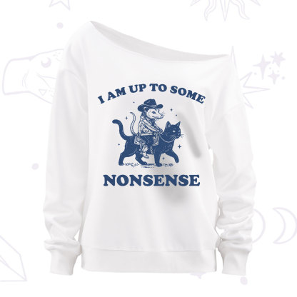 Purplehecate I Am Up To Some Nonsense Opossum Off The Shoulder Sweatshirt