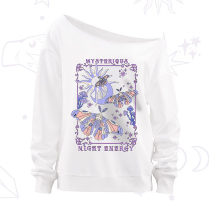 Purplehecate Mysterious Night Energy Moth Off The Shoulder Sweatshirt