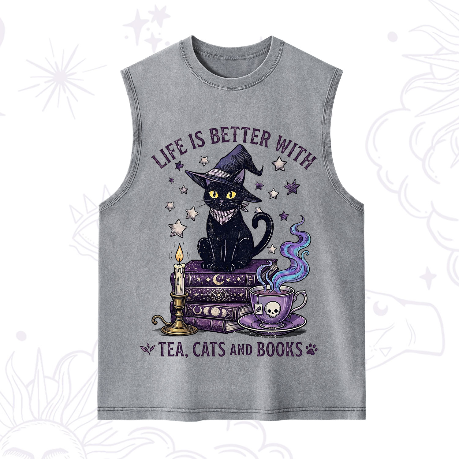 Purplehecate Life Is Better With Cats And Books Washed Tank