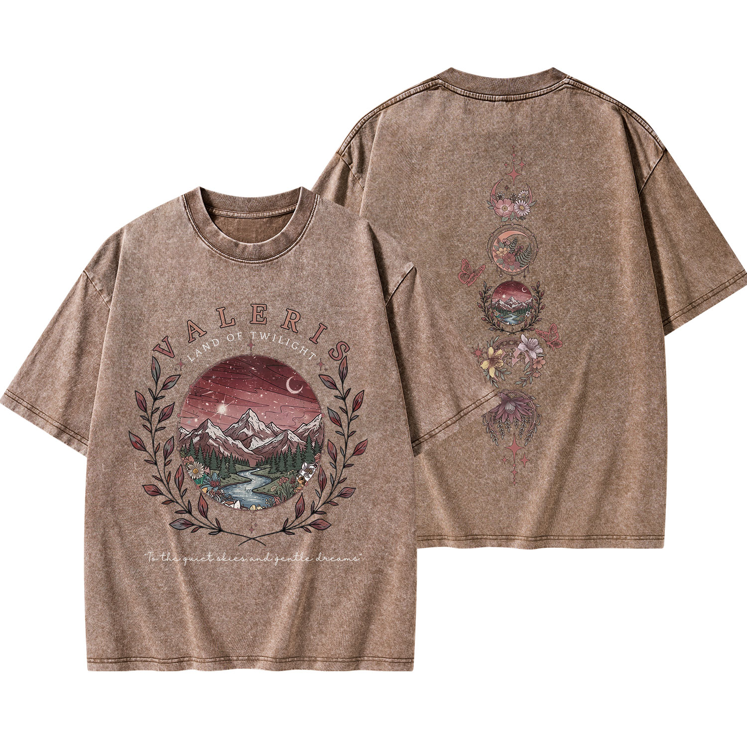 Purplehecate Mystic Mountain Moon Phases Washed T-Shirt