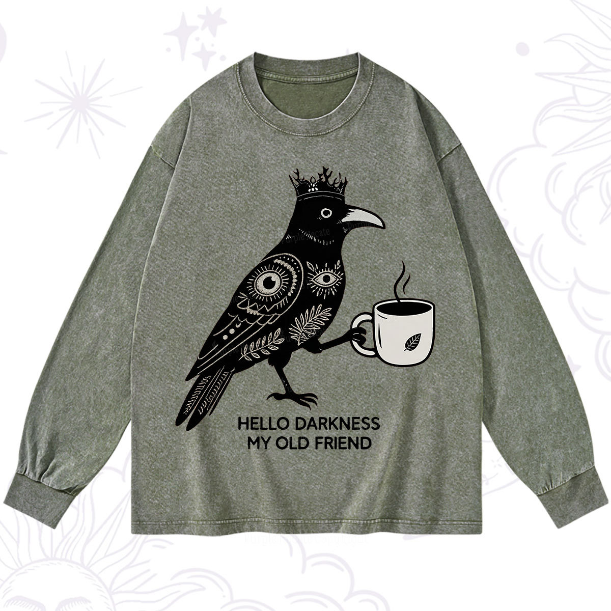 Purplehecate Hello Darkness My Old Friend Washed Long Sleeve Shirt