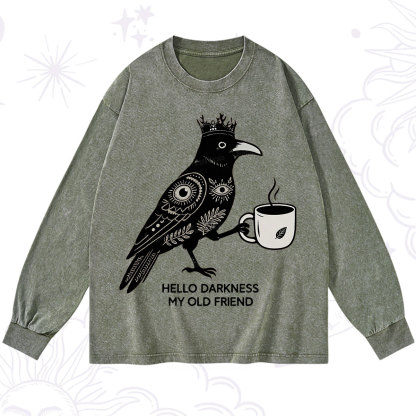 Purplehecate Hello Darkness My Old Friend Washed Long Sleeve Shirt