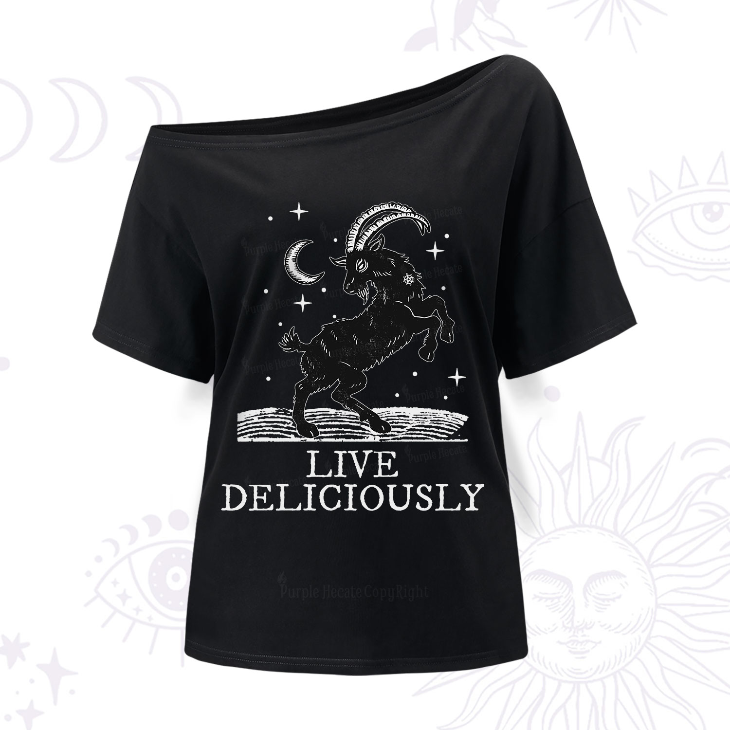Purplehecate Live Deliciously One Shoulder T-Shirt
