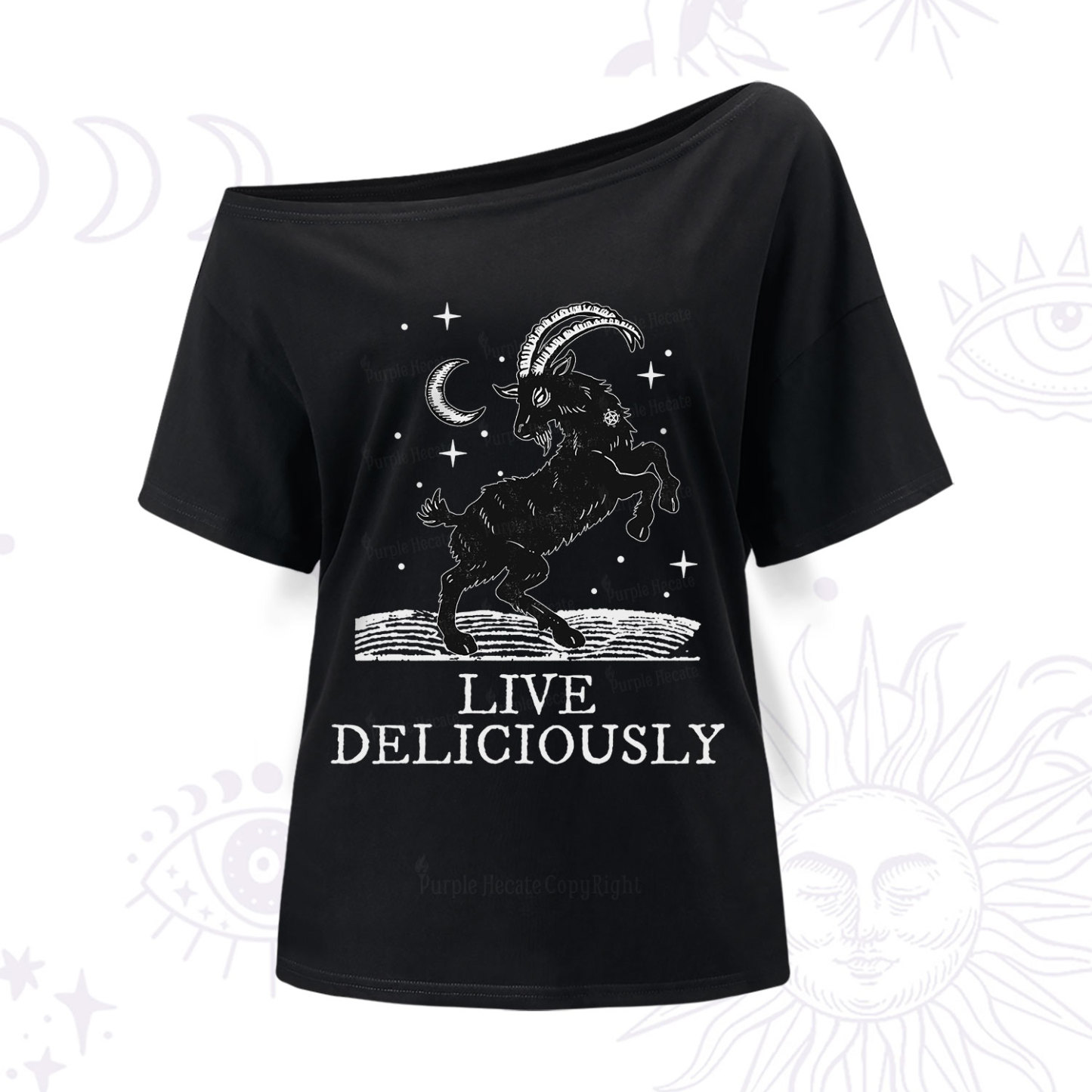 Purplehecate Live Deliciously One Shoulder T-Shir