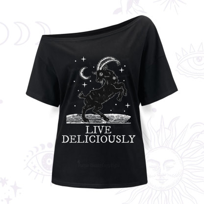 Purplehecate Live Deliciously One Shoulder T-Shirt