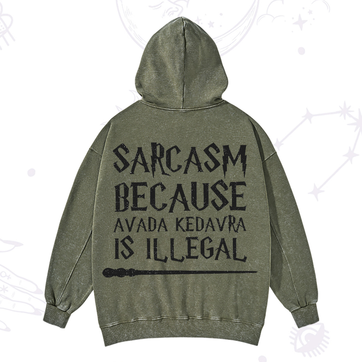 Purplehecate Sarcasm Because Avada Kedavra Is Illegal Washed Hoodie