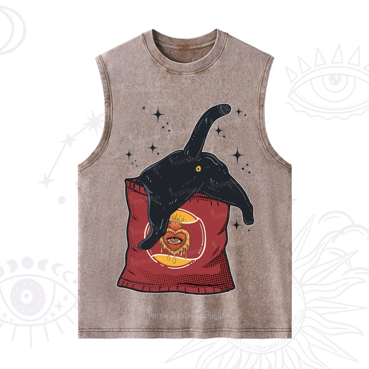 Purplehecate Curious Witch Cat Washed Tank